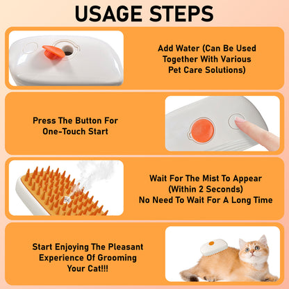 4-in-1 Steam Brush for Dogs and Cats